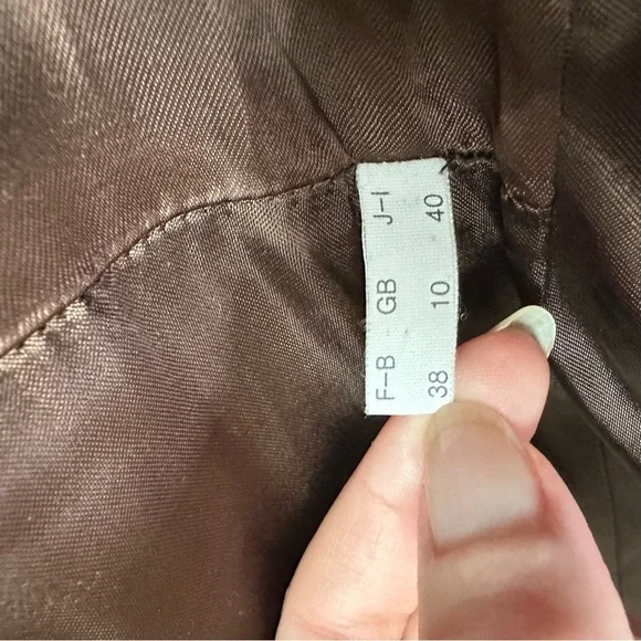 VINTAGE Fendi Brown Striped Fur Trim Jacket Coat SZ US 6 - Picture 10 of 13